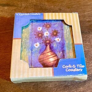 🌺Floral coasters with cork backing🌺 NWT